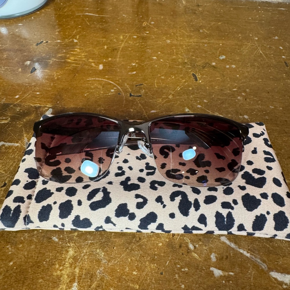Vince Camuto Brown Sunglasses with Leopard Print Case